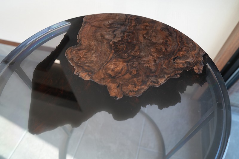 クラロウォールナット 楕円レジンテーブル