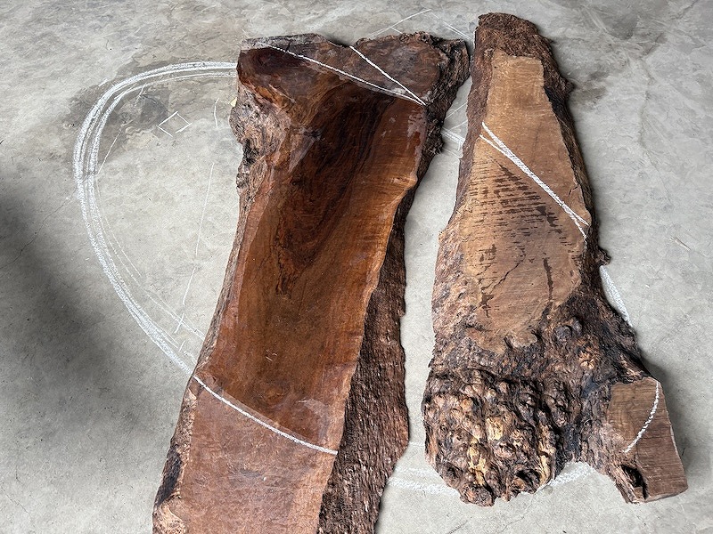 クラロウォールナットラ　楕円レジンテーブル