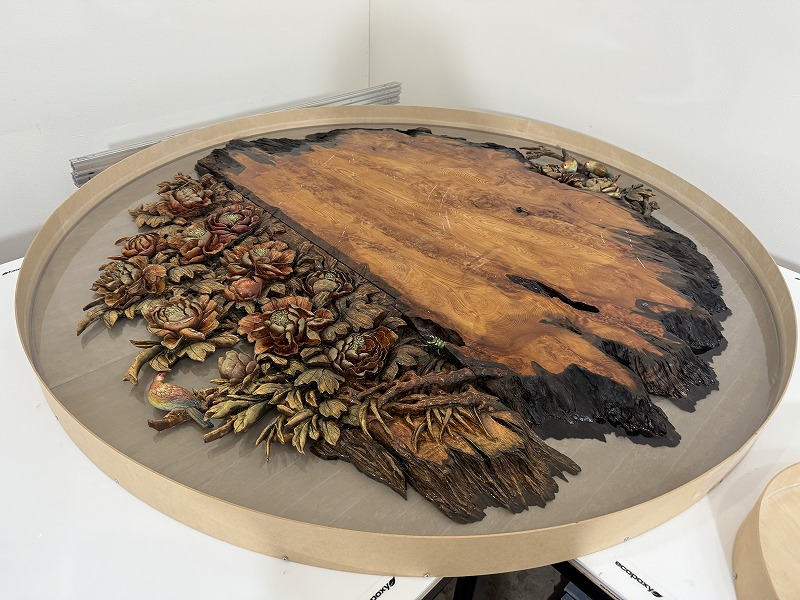 屋久杉レジンテーブル　レジン流し込み