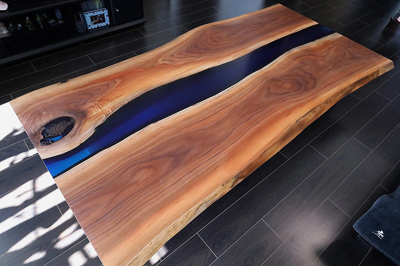 177265円 本物の 幅850mm×奥行1200mm フルオーダー ウッドリバーテーブル ジャーマンポプラ 無垢 一枚板 ダイニング 天然木 レジン 樹脂 モダン インテリア 木のテーブル 北欧 デザイン