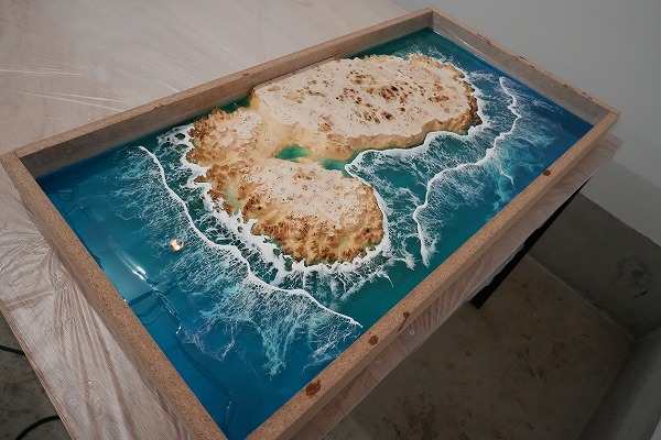 サイドテーブル レジンアート 海アート テーブル-