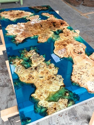 新品未使用 レジンテーブル リビングテーブル 高級和紙 レジン オーダーメイド レジン テーブル ダイニングテーブル 180×85cm