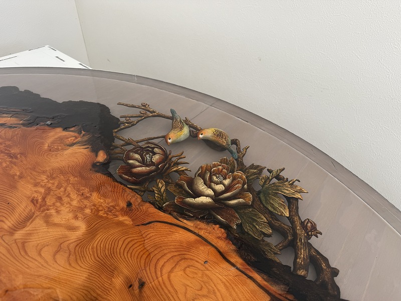 屋久杉レジンテーブル　レジン流し込み