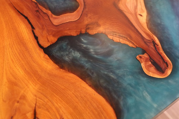 【静岡県】持ち込み欅×ブルーシャイン レジンテーブル