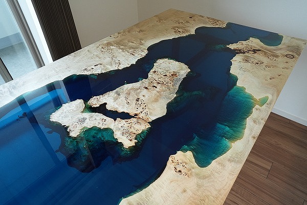 【愛知県名古屋市】ポプラ×sinkaiブルー レジンテーブル