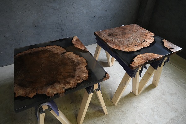 【東京都新宿区】クラロウォールナット×darkⅡクリア レジンテーブル