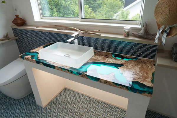 【静岡県別荘地】ポプラ×simodaクリアブルー　レジンカウンター