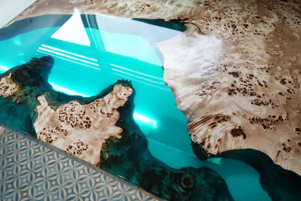 【静岡県別荘地】ポプラ×simodaクリアブルー　レジンカウンター