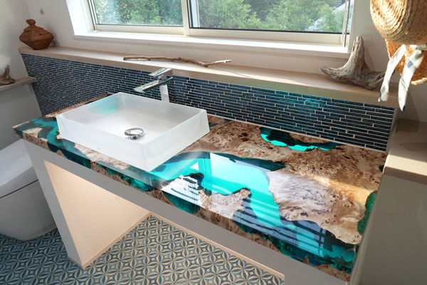 【静岡県別荘地】ポプラ×simodaクリアブルー　レジンカウンター