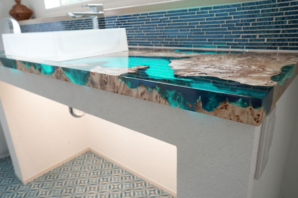 【静岡県別荘地】ポプラ×simodaクリアブルー　レジンカウンター