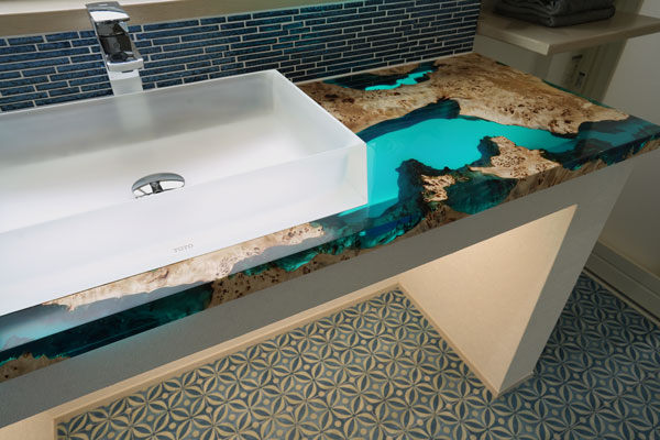 【静岡県別荘地】ポプラ×simodaクリアブルー　レジンカウンター