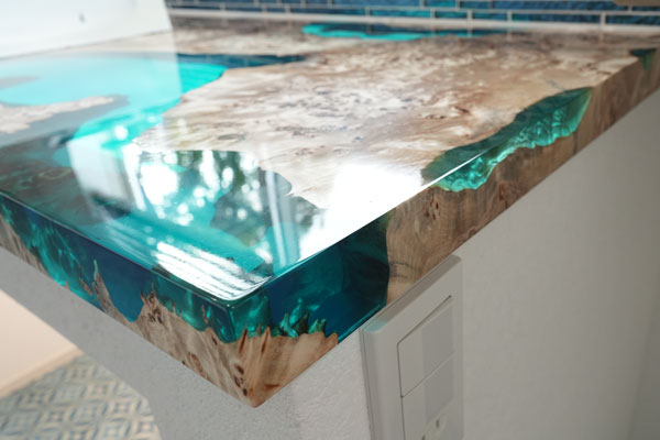 【静岡県別荘地】ポプラ×simodaクリアブルー　レジンカウンター