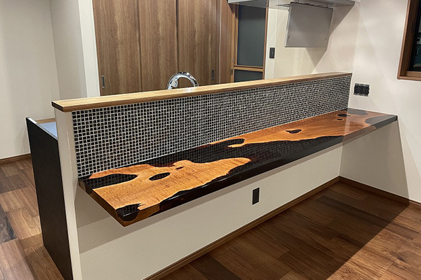 【岐阜県】神代欅×darkⅡクリア　レジンカウンター