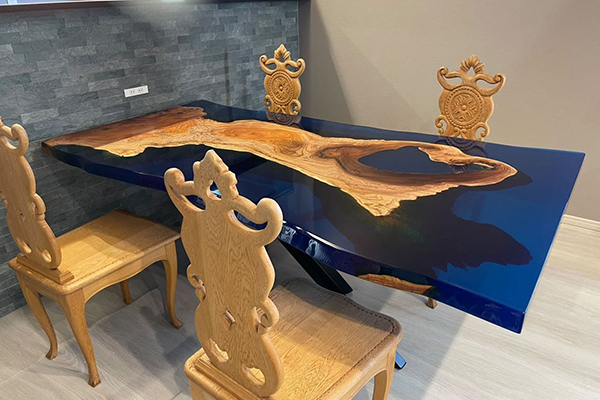 【北海道】欅×sinkaiブルー レジンテーブル