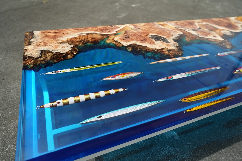 【沖縄県宮古島】コレクション（ルアー）レジンテーブル