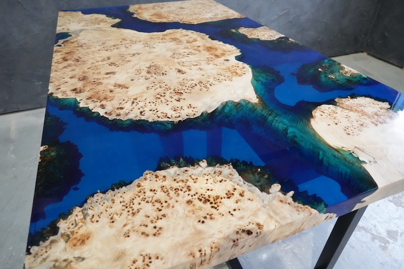 【愛知県名古屋市】ポプラ×shinkaiブルー レジンテーブル