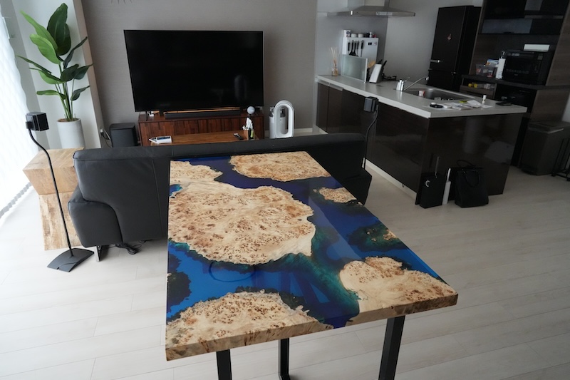 【愛知県名古屋市】ポプラ×shinkaiブルー レジンテーブル