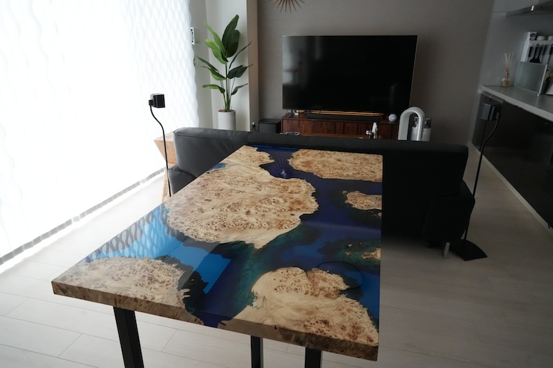 【愛知県名古屋市】ポプラ×shinkaiブルー レジンテーブル