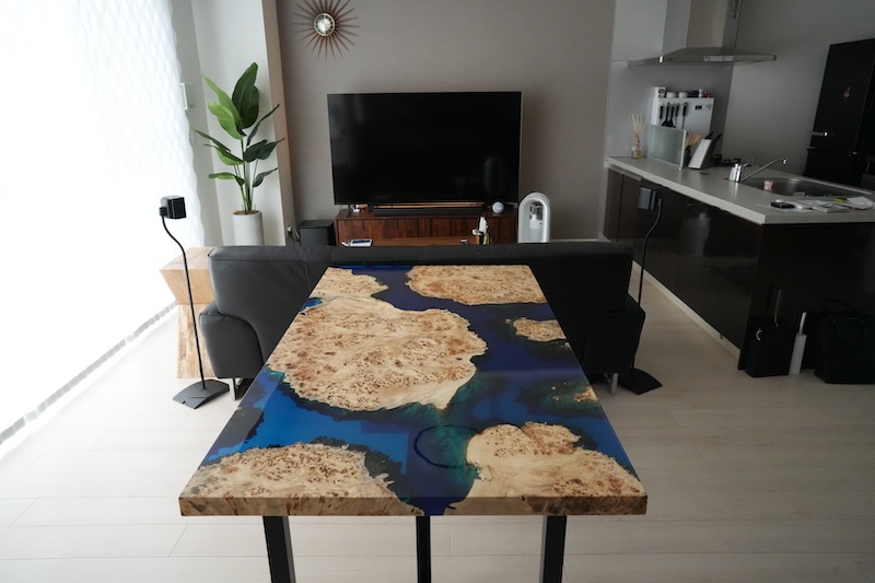 【愛知県名古屋市】ポプラ×shinkaiブルー レジンテーブル